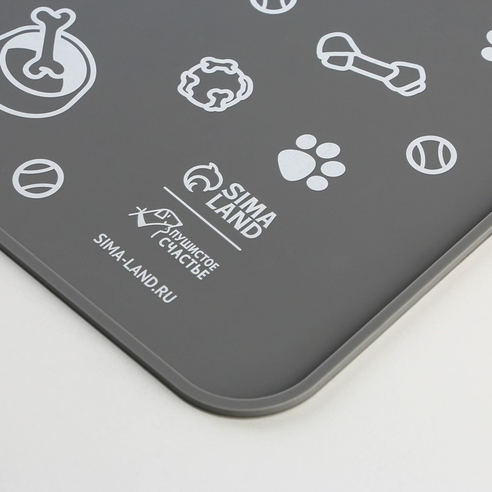 Коврик силиконовый под миску &laquo;Паттерн&raquo;, 30х40 см, серый