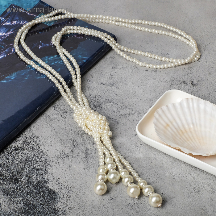 Бусы 2 нити &laquo;Зима&raquo; узел, цвет молочный, L=80, бусины №6 - 14