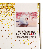 Алмазная мозаика с частичным заполнением на холсте &laquo;Белый лебедь&raquo;, 30 х 40 см