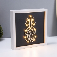 Световая картина-ночник "Ананас" LED USB от батареек 3хАА белый 24,5х24,5х3,5 см RISALUX Световая картина-ночник "Ананас" LED USB от батареек 3хАА белый 24,5х24,5х3,5 см RISALUX