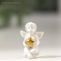 Сувенир полистоун "Белоснежный ангел с золотой звёздочкой" МИКС 2,4х1,2х0,9 см
