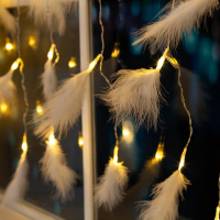 Гирлянда «Занавес» 3 × 1.4 м с насадками «Перья», IP20, прозрачная нить, 80 LED, свечение тёплое белое, 8 режимов, 220 В Гирлянда «Занавес» 3 × 1.4 м с насадками «Перья», IP20, прозрачная нить, 80 LED, свечение тёплое белое, 8 режимов, 220 В