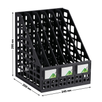 Лоток для бумаг cборный, вертикальный, 6 отделений, чёрный