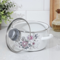 Кастрюля эмалированная &laquo;Весенний романс&raquo;, 2 л, стеклянная крышка, индукция