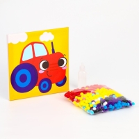 Картина помпонами «Трактор», 20 х 20 см, аппликация помпошками Картина помпонами «Трактор», 20 х 20 см, аппликация помпошками