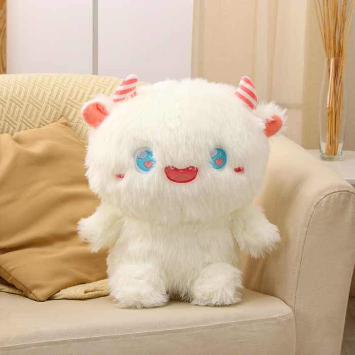 Мягкая игрушка «Монстрик», с рожками, 40 см, цвет белый Мягкая игрушка «Монстрик», с рожками, 40 см, цвет белый