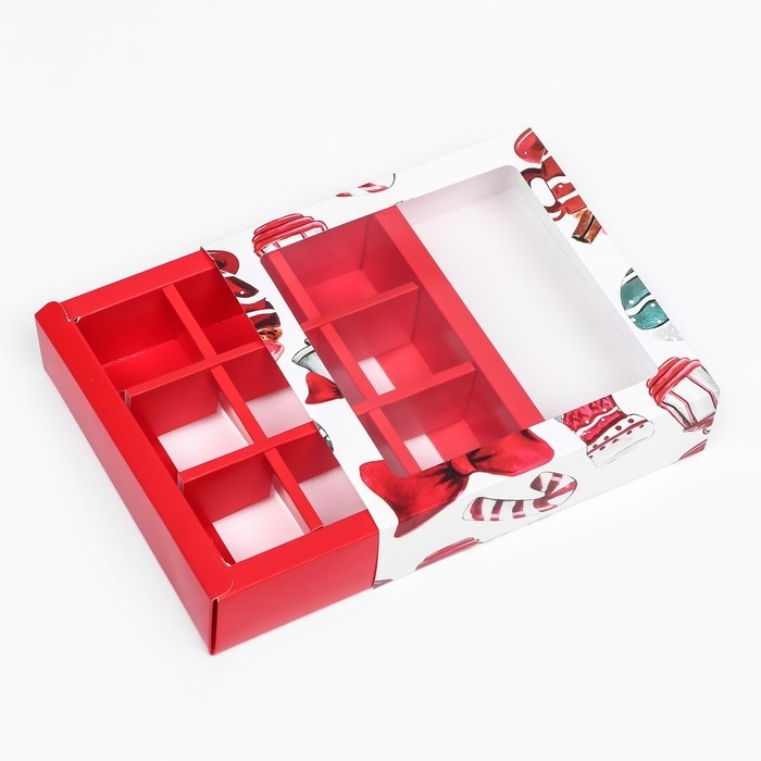 Новый год. Коробка под 9 конфет Новый год. Коробка под 9 конфет "Новогодний фонарик", 13,7 х 13,7 х 3,5 см, кондитерская упаковка