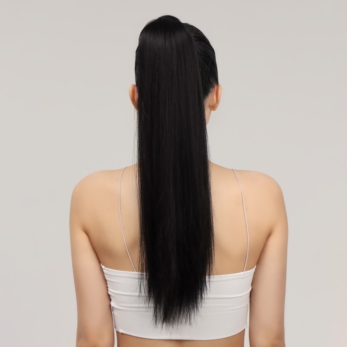 Хвост накладной, прямой волос, на резинке, 60 см, 100 гр, цвет чёрный(#SHT3)