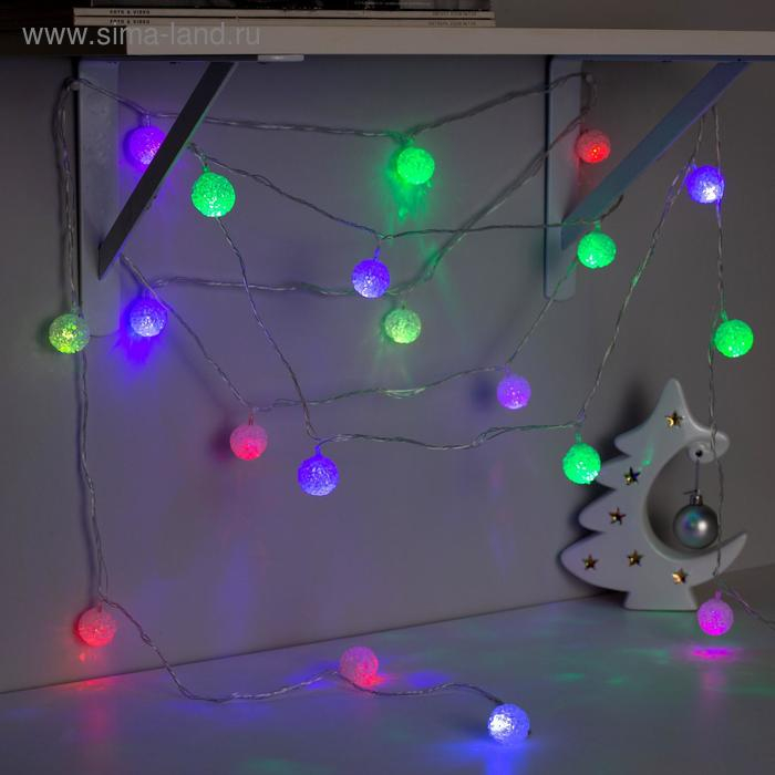 Гирлянда &laquo;Нить&raquo; 5 м с насадками &laquo;Шарики акриловые&raquo;, IP20, прозрачная нить, 20 LED, свечение мульти (RG/RB), мигание, 220 В