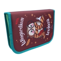 Пенал 3 секции, вкладка внутри, 140 х 210 х 40 мм, тканевый, Calligrata TOP Block "Авокадо", в стиле Гарри Поттера