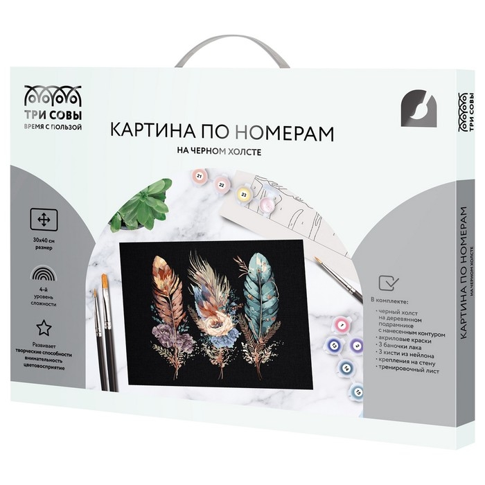 Картина по номерам &laquo;Легкость пера&raquo;, 30 &times; 40 см, на черном холсте