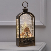 Светодиодная фигура &laquo;Фонарь с детьми и лошадкой&raquo; 13 &times; 30 &times; 7 см, пластик, батарейки ААх3 (не в комплекте), USB, свечение тёплое белое