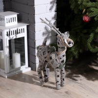 Светодиодная фигура &laquo;Серый олень&raquo; 29 &times; 42 &times; 10 см, металл, текстиль, батарейки ААх2 (не в комплекте), свечение тёплое белое