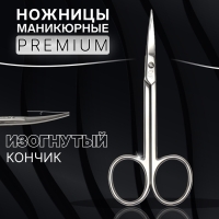 Ножницы маникюрные &laquo;Premium&raquo;, загнутые, узкие, 10,5 см, на блистере, цвет серебристый