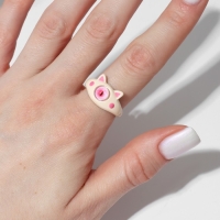 Кольцо «Монстрик» кот, цвет розовый, безразмерное Кольцо «Монстрик» кот, цвет розовый, безразмерное