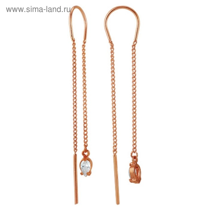 Серьги висячие «Капелька», позолота, цвет белый Серьги висячие «Капелька», позолота, цвет белый