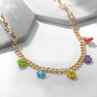 Чокер &laquo;Саммер&raquo; с цветами, цветной в золоте, 40 см