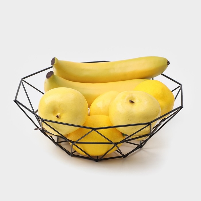 Фруктовница Доляна &laquo;Геометрия&raquo;, 26&times;26&times;8 см, цвет чёрный