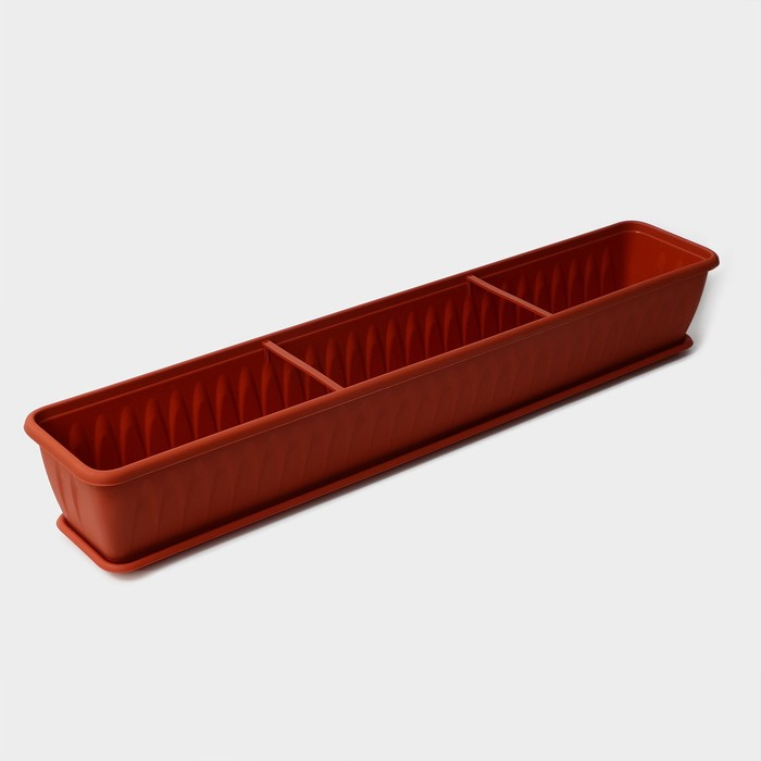 Ящик балконный «Алиция», 100 см, с поддоном, цвет терракотовый Ящик балконный «Алиция», 100 см, с поддоном, цвет терракотовый