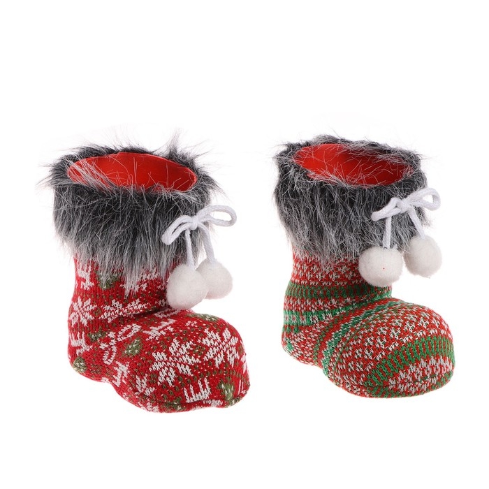 Конфетница &laquo;Сапожок&raquo;, с ёлочками, на завязках, цвета МИКС