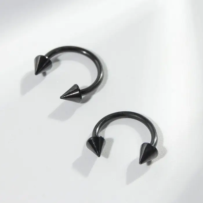 Пирсинг в бровь циркуляр, шип, d=8 мм, пара, чёрный