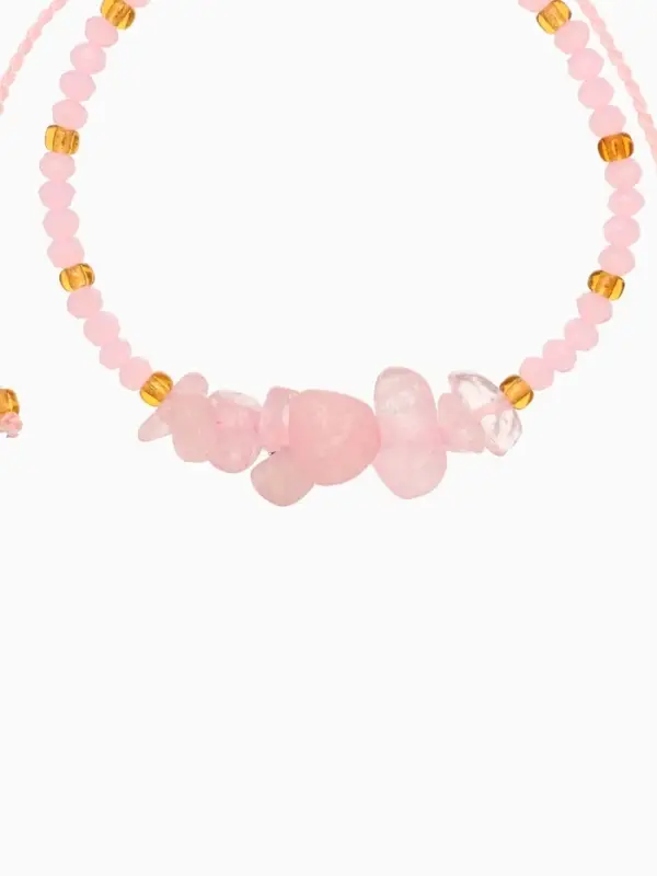 Браслет, длина 16 см, цв. розовый, золотой