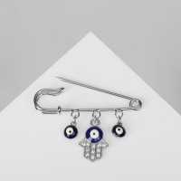 Булавка-оберег &laquo;От дурного глаза&raquo;, цвет бело-синий в серебре