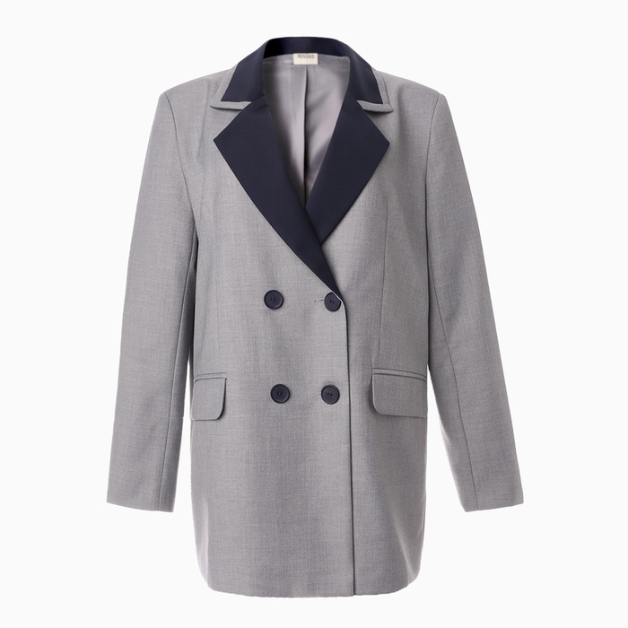 Пиджак женский с контрастным воротником MINAKU: Casual Collection  цвет серый, р-р 44