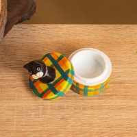 Сувенирная шкатулка &laquo;Чёрный Кот&raquo;, 4.5&times;4.5&times;6 см, дерево, разноцветная