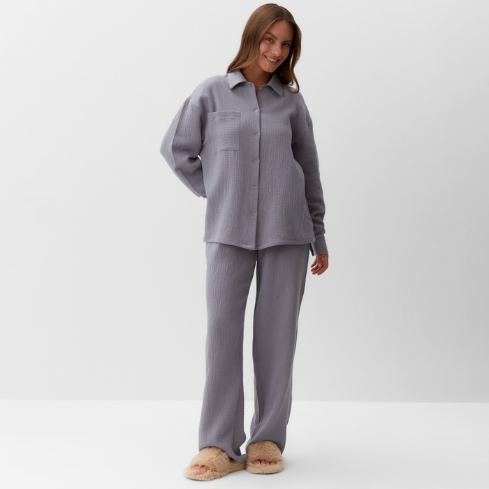 Пижама женская (рубашка и брюки) KAFTAN Пижама женская (рубашка и брюки) KAFTAN "Basic" размер 44-46, цвет серый