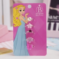 Набор детских колец «Выбражулька» красота, форма МИКС, цвет розовый Набор детских колец «Выбражулька» красота, форма МИКС, цвет розовый