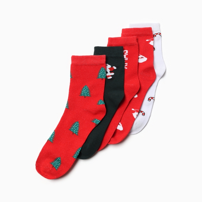 Набор новогодний женских носков KAFTAN "Merry XMAS" размер 36-39 (23-25 см), 5 пар