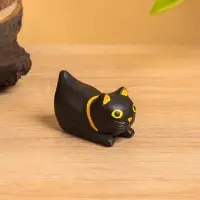 Сувенир дерево "Чёрный кот охотник" 6х3х4 см