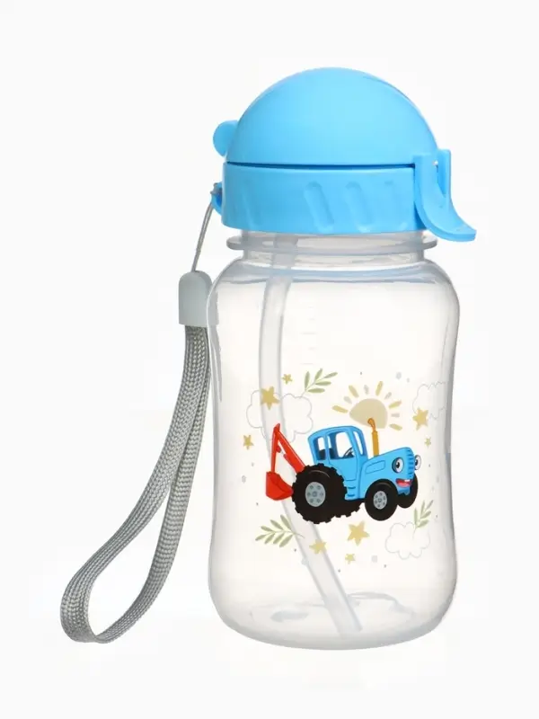 Поильник-непроливайка с трубочкой, 270 мл, Синий трактор