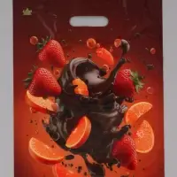 Пакет подарочный Клубника в шоколаде  40 х 31 см 60 мкм