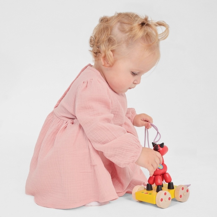 Платье с воротничком Крошка Я Муслин, 74-80, пудровый