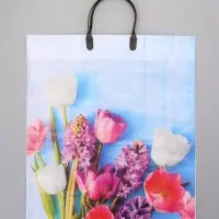 Пакет "Цветочный уют", полиэтиленовый с пластиковой ручкой, 38 х 45 + 3 см, 90 мкм