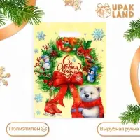 Пакет &laquo;Рождественский венок&raquo;, полиэтиленовый с вырубной ручкой, 30&times;40 см