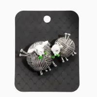 Брошь &laquo;Овечки пара&raquo;, цвет белый в чернёном серебре