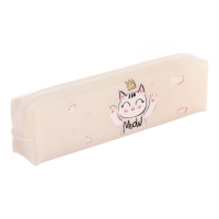 Пенал школьный на молнии Кошечка Бежевый Пенал школьный на молнии Кошечка Бежевый