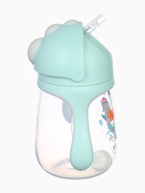 Поильник - непроливайка детский с силиконовой трубочкой &laquo;Чайка&raquo;, 260 мл., с ручками, голубой
