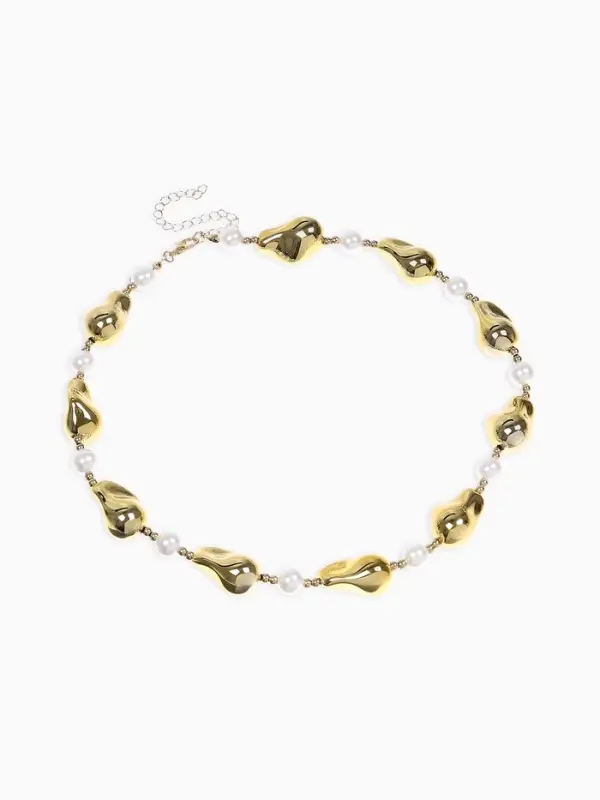 Бусы "Жемчуг Борокко", цвет белый в золоте 40+удл