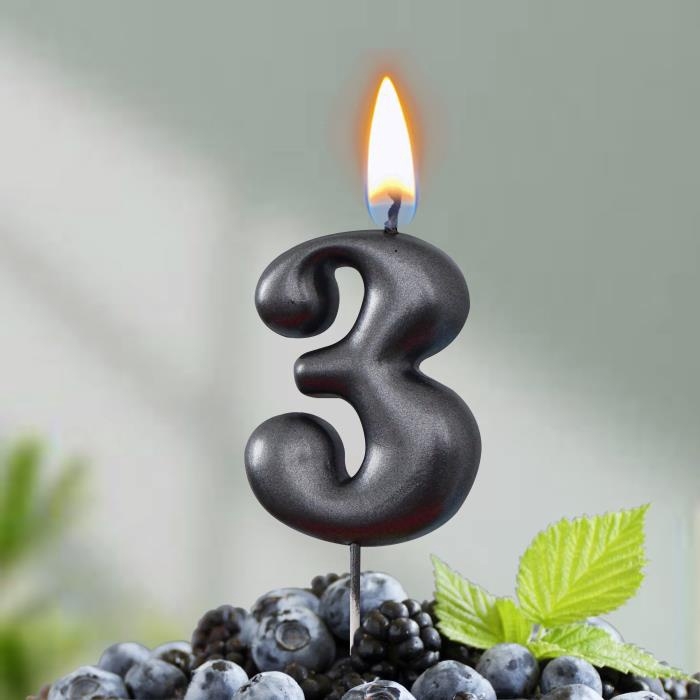 Свеча в торт "Мокрый асфальт", цифра 3