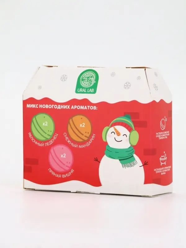 Бомбочки для ванны в домике &laquo;Снеговик&raquo;, набор 6 шт х 40 г, URAL LAB