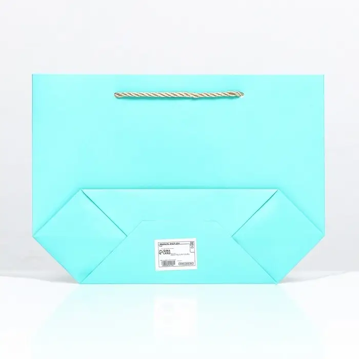 Пакет подарочный с лентой 19&times;20&times;9 см &laquo;Бирюзовый&raquo;