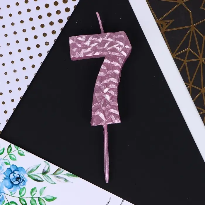 Свеча для торта, цифра &laquo;7&raquo;, розовая, 10 х 4 см