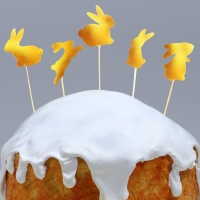 Трафарет для украшения пасхальной выпечки в наборе с топперами &laquo;Зайки&raquo; на пасху.