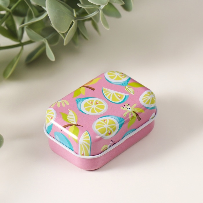 Шкатулка металл прямоугольная "Лимончики" МИКС 5,8х4,2х2.6см