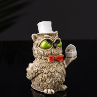 Набор фигур "4 совы на подносе" размер 20х10х10 см, бежевый