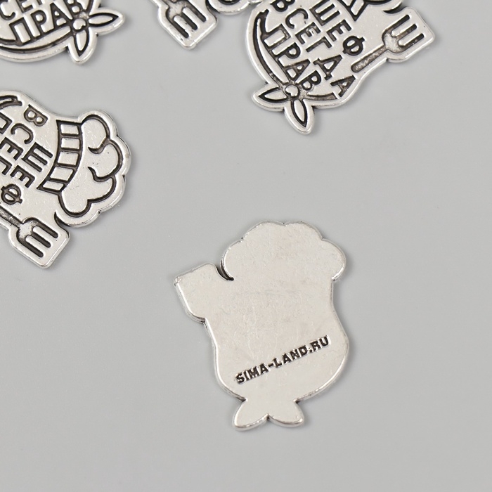 Декор металл для творчества "Повар - Шеф всегда прав" набор 5 шт 2,5х2,1 см